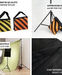 HIER_3110 4 Pack | Heavy Duty Black/Orange Sand Saddle Bag For Backdrop Stands