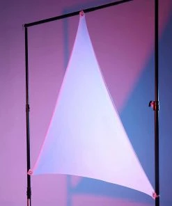 HIER_3400 6ft White Stretchy Spandex Triangle Shade Tarp Backdrop, Patio Sail Big Event Backdrops & Décor