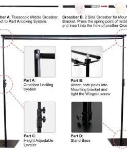 HIER_3630 10ft DIY Triple Cross Bars & Mounting Brackets For Backdrop Stands 27 HIER_3630 10ft DIY Triple Cross Bars & Mounting Brackets For Backdrop Stands