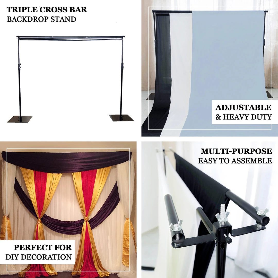 HIER_3630 10ft DIY Triple Cross Bars & Mounting Brackets For Backdrop Stands 4 HIER_3630 10ft DIY Triple Cross Bars & Mounting Brackets For Backdrop Stands