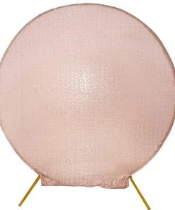 HIER_3110 Backdrop Panels 7.5ft Metallic Blush/Rose Gold Sparkle Sequin Round Wedding Arch Cover, Shiny Shimmer Backdrop Stand Cover - 2-Sided Custom Fit
