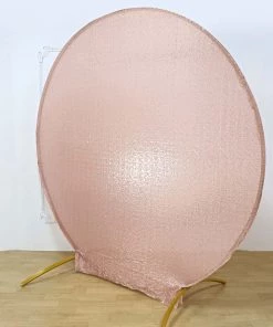 HIER_3110 Backdrop Panels 7.5ft Metallic Blush/Rose Gold Sparkle Sequin Round Wedding Arch Cover, Shiny Shimmer Backdrop Stand Cover - 2-Sided Custom Fit