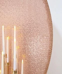 HIER_3110 Backdrop Panels 7.5ft Metallic Blush/Rose Gold Sparkle Sequin Round Wedding Arch Cover, Shiny Shimmer Backdrop Stand Cover - 2-Sided Custom Fit