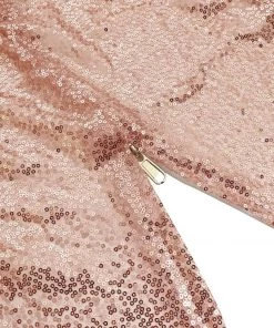 HIER_3110 Backdrop Panels 7.5ft Metallic Blush/Rose Gold Sparkle Sequin Round Wedding Arch Cover, Shiny Shimmer Backdrop Stand Cover - 2-Sided Custom Fit