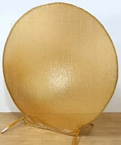 HIER_3110 Backdrop Panels 7.5ft Metallic Gold Sparkle Sequin Round Wedding Arch Cover, Shiny Shimmer Backdrop Stand Cover - 2-Sided Custom Fit