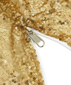 HIER_3110 Backdrop Panels 7.5ft Metallic Gold Sparkle Sequin Round Wedding Arch Cover, Shiny Shimmer Backdrop Stand Cover - 2-Sided Custom Fit