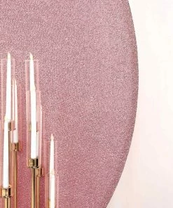 HIER_3110 7.5ft Blush/Rose Gold 2-Sided Shimmer Fitted Round Wedding Arch Cover Metallic Glittered Spandex Round Backdrop Backdrop Panels