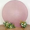 HIER_3110 7.5ft Blush/Rose Gold 2-Sided Shimmer Fitted Round Wedding Arch Cover Metallic Glittered Spandex Round Backdrop Backdrop Panels