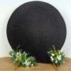 HIER_3110 7.5ft Shiny Black 2-Side Spandex Fit Round Wedding Arch Backdrop Cover