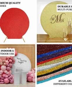 HIER_3110 Backdrop Panels 7.5ft Turquoise 2-Sided Shimmer Fitted Round Wedding Arch Cover Metallic Glittered Spandex Round Backdrop 15 HIER_3110 Backdrop Panels 7.5ft Turquoise 2-Sided Shimmer Fitted Round Wedding Arch Cover Metallic Glittered Spandex Round Backdrop