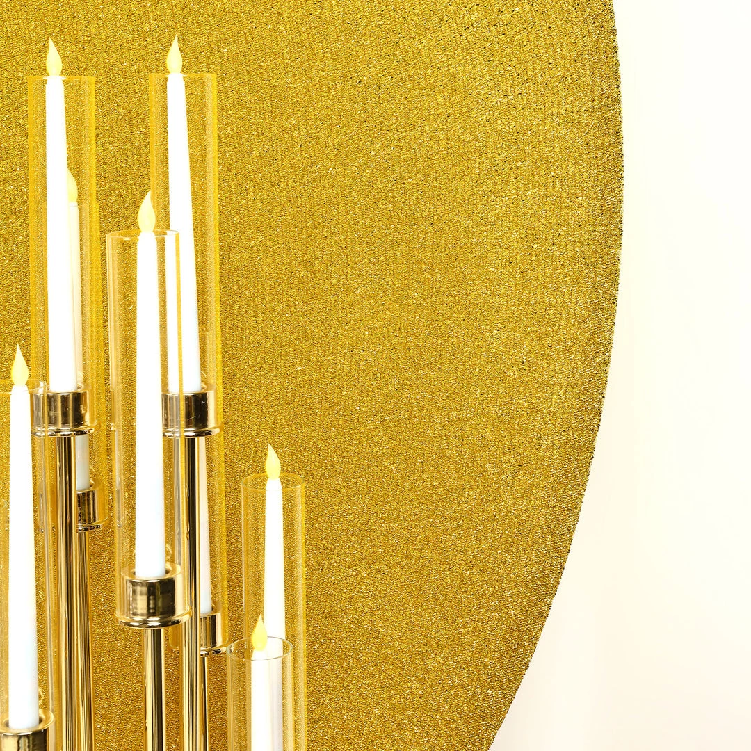 HIER_3110 7.5ft Gold 2-Sided Shimmer Fitted Round Wedding Arch Cover Metallic Glittered Spandex Round Backdrop 8 HIER_3110 7.5ft Gold 2-Sided Shimmer Fitted Round Wedding Arch Cover Metallic Glittered Spandex Round Backdrop