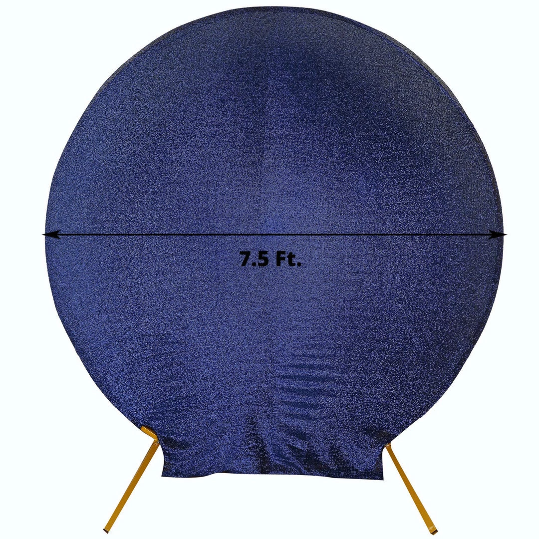 HIER_3110 7.5ft Navy Blue 2-Sided Spandex Fit Round Wedding Arch Backdrop Cover Backdrop Panels 3 HIER_3110 7.5ft Navy Blue 2-Sided Spandex Fit Round Wedding Arch Backdrop Cover Backdrop Panels