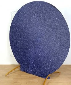 HIER_3110 7.5ft Navy Blue 2-Sided Spandex Fit Round Wedding Arch Backdrop Cover Backdrop Panels