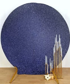 HIER_3110 7.5ft Navy Blue 2-Sided Spandex Fit Round Wedding Arch Backdrop Cover Backdrop Panels 20 HIER_3110 7.5ft Navy Blue 2-Sided Spandex Fit Round Wedding Arch Backdrop Cover Backdrop Panels