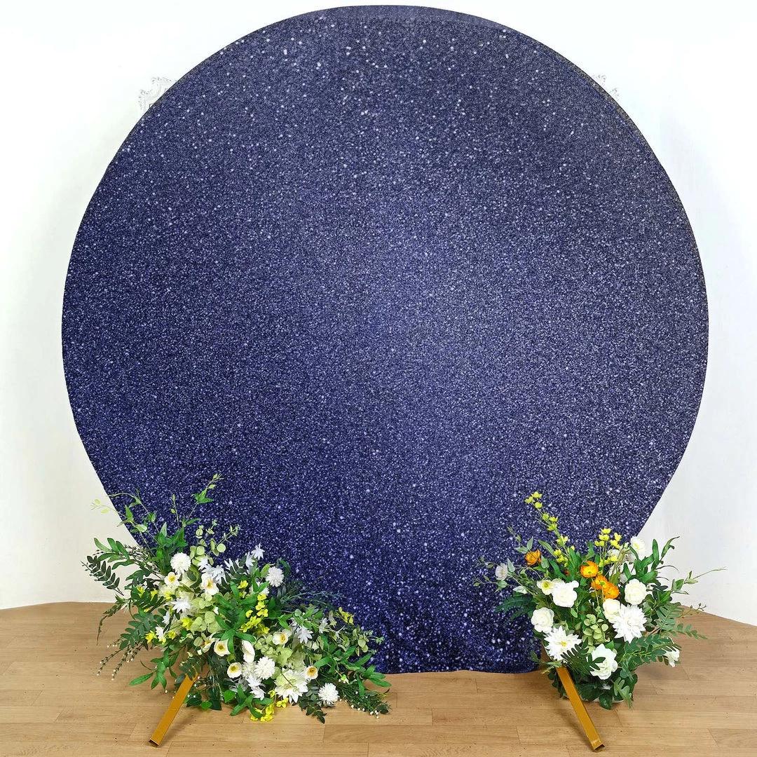 HIER_3110 7.5ft Navy Blue 2-Sided Spandex Fit Round Wedding Arch Backdrop Cover Backdrop Panels 1 HIER_3110 7.5ft Navy Blue 2-Sided Spandex Fit Round Wedding Arch Backdrop Cover Backdrop Panels