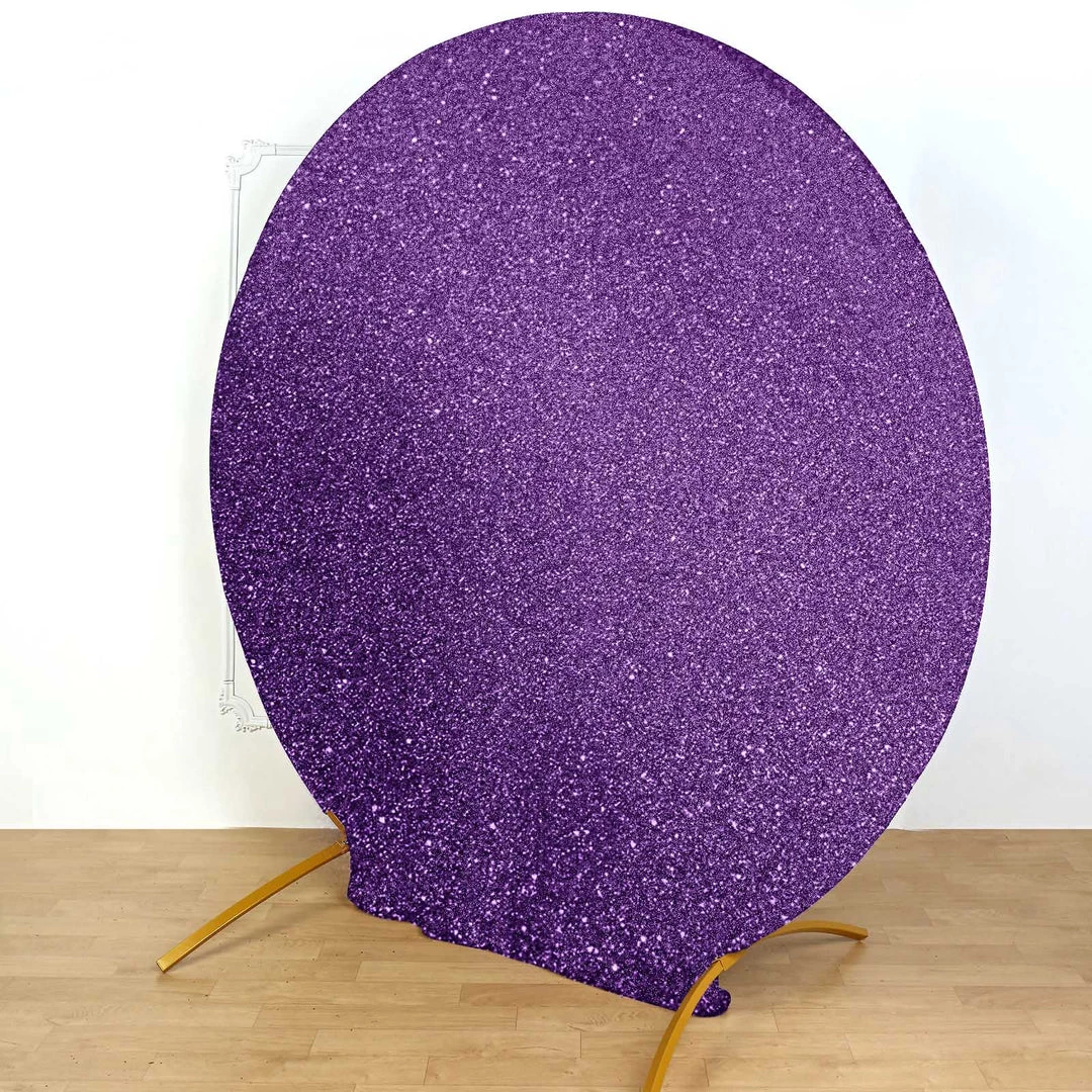 HIER_3110 7.5ft Purple 2-Sided Spandex Fit Round Wedding Arch Backdrop Cover 2 HIER_3110 7.5ft Purple 2-Sided Spandex Fit Round Wedding Arch Backdrop Cover