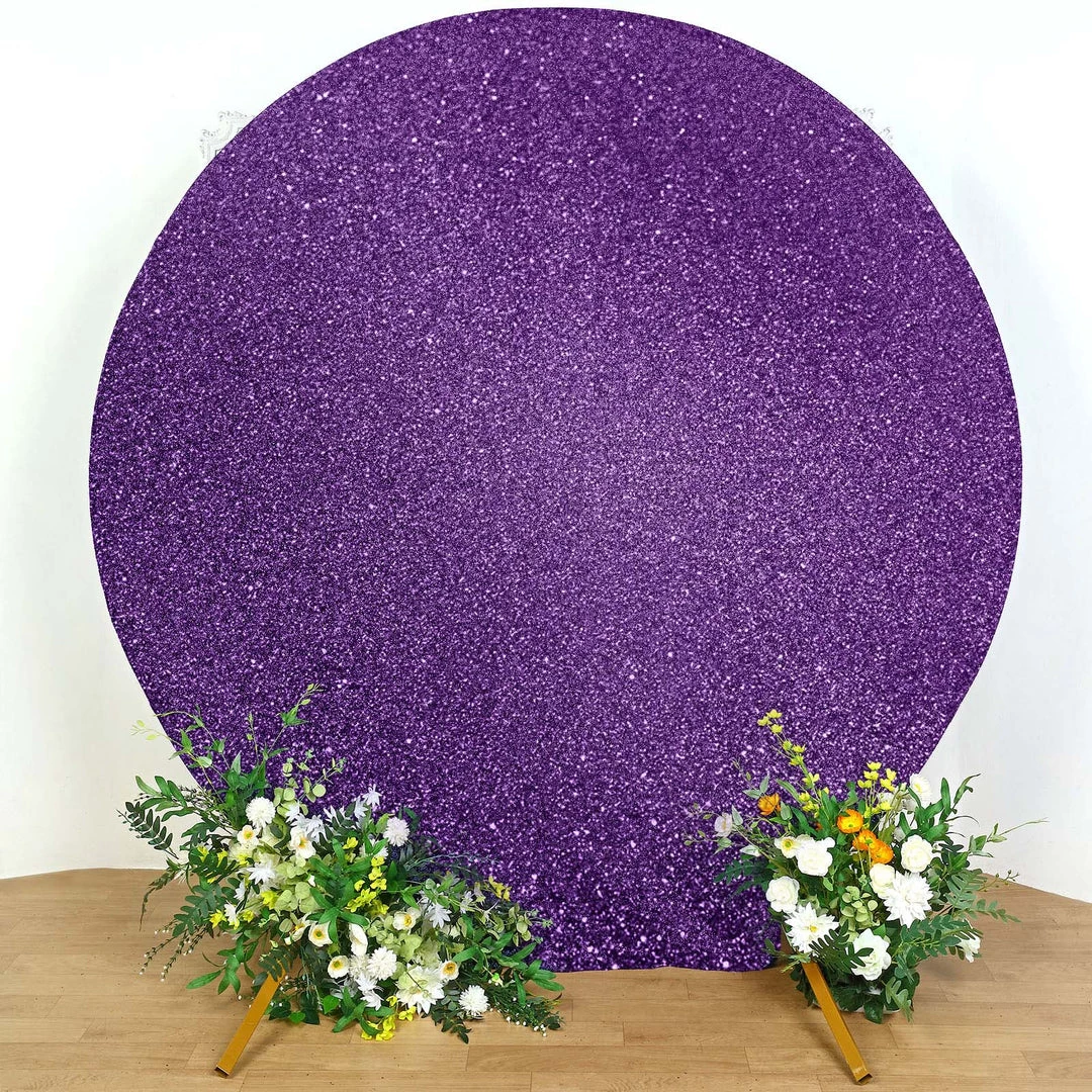 HIER_3110 7.5ft Purple 2-Sided Spandex Fit Round Wedding Arch Backdrop Cover 1 HIER_3110 7.5ft Purple 2-Sided Spandex Fit Round Wedding Arch Backdrop Cover