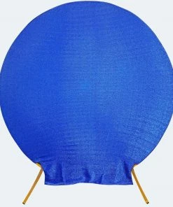 HIER_3110 Backdrop Panels 7.5ft Royal Blue 2-Sided Spandex Fit Round Wedding Arch Backdrop Cover
