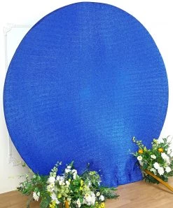 HIER_3110 Backdrop Panels 7.5ft Royal Blue 2-Sided Spandex Fit Round Wedding Arch Backdrop Cover
