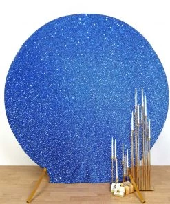HIER_3110 Backdrop Panels 7.5ft Royal Blue 2-Sided Spandex Fit Round Wedding Arch Backdrop Cover
