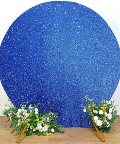 HIER_3110 Backdrop Panels 7.5ft Royal Blue 2-Sided Spandex Fit Round Wedding Arch Backdrop Cover