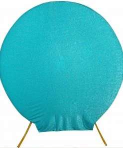 HIER_3110 Backdrop Panels 7.5ft Turquoise 2-Sided Shimmer Fitted Round Wedding Arch Cover Metallic Glittered Spandex Round Backdrop 14 HIER_3110 Backdrop Panels 7.5ft Turquoise 2-Sided Shimmer Fitted Round Wedding Arch Cover Metallic Glittered Spandex Round Backdrop