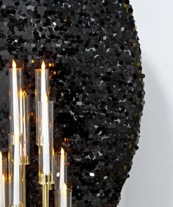 HIER_3110 Backdrop Panels 7.5ft Black Big Payette Sparkle Sequin Round Wedding Arch Cover, Shiny Shimmer Backdrop Stand Cover - 2-Sided Custom Fit