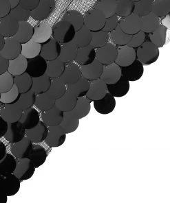 HIER_3110 Backdrop Panels 7.5ft Black Big Payette Sparkle Sequin Round Wedding Arch Cover, Shiny Shimmer Backdrop Stand Cover - 2-Sided Custom Fit