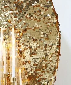HIER_3110 Backdrop Panels 7.5ft Gold Big Payette Sparkle Sequin Round Wedding Arch Cover, Shiny Shimmer Backdrop Stand Cover - 2-Sided Custom Fit