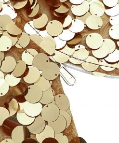 HIER_3110 Backdrop Panels 7.5ft Gold Big Payette Sparkle Sequin Round Wedding Arch Cover, Shiny Shimmer Backdrop Stand Cover - 2-Sided Custom Fit