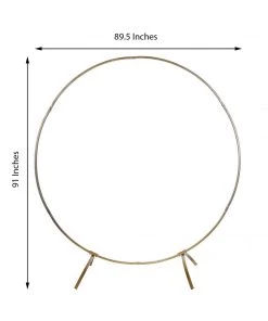 HIER_3630 7.5ft Heavy Duty Gold Metal Round Wedding Arch Photo Backdrop Stand Backdrop Stands & Ceiling Kits
