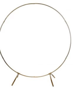 HIER_3630 7.5ft Heavy Duty Gold Metal Round Wedding Arch Photo Backdrop Stand Backdrop Stands & Ceiling Kits