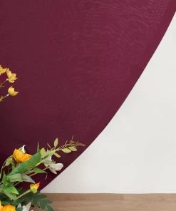 HIER_3110 7.5ft Matte Burgundy Round Spandex Fit Wedding Arch Backdrop Cover - 2-Sided Custom Fit Backdrop Stand Arch Cover Backdrop Panels