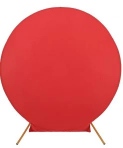 HIER_3110 Backdrop Panels 7.5ft Matte Red Round Spandex Fit Wedding Arch Backdrop Cover - 2-Sided Custom Fit Backdrop Stand Arch Cover