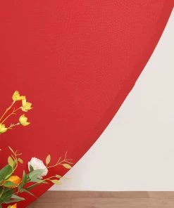 HIER_3110 Backdrop Panels 7.5ft Matte Red Round Spandex Fit Wedding Arch Backdrop Cover - 2-Sided Custom Fit Backdrop Stand Arch Cover