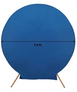 HIER_3110 Backdrop Panels 7.5ft Matte Royal Blue Round Spandex Fit Wedding Arch Backdrop Cover - 2-Sided Custom Fit Backdrop Stand Arch Cover