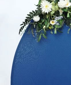 HIER_3110 Backdrop Panels 7.5ft Matte Royal Blue Round Spandex Fit Wedding Arch Backdrop Cover - 2-Sided Custom Fit Backdrop Stand Arch Cover