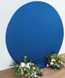 HIER_3110 Backdrop Panels 7.5ft Matte Royal Blue Round Spandex Fit Wedding Arch Backdrop Cover - 2-Sided Custom Fit Backdrop Stand Arch Cover