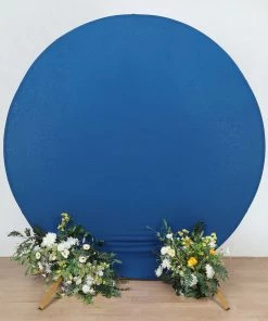 HIER_3110 Backdrop Panels 7.5ft Matte Royal Blue Round Spandex Fit Wedding Arch Backdrop Cover - 2-Sided Custom Fit Backdrop Stand Arch Cover