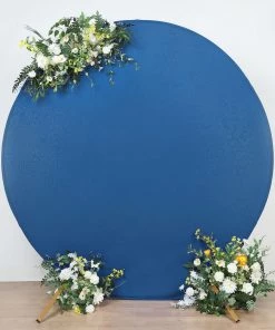 HIER_3110 Backdrop Panels 7.5ft Matte Royal Blue Round Spandex Fit Wedding Arch Backdrop Cover - 2-Sided Custom Fit Backdrop Stand Arch Cover