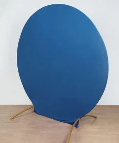 HIER_3110 Backdrop Panels 7.5ft Matte Royal Blue Round Spandex Fit Wedding Arch Backdrop Cover - 2-Sided Custom Fit Backdrop Stand Arch Cover