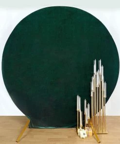 HIER_3110 7.5ft Hunter Emerald Green Soft Velvet Round Backdrop Stand Cover, Fitted Wedding Arch Cover - 2-Sided Backdrop Panels 16 HIER_3110 7.5ft Hunter Emerald Green Soft Velvet Round Backdrop Stand Cover, Fitted Wedding Arch Cover - 2-Sided Backdrop Panels