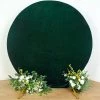 HIER_3110 7.5ft Hunter Emerald Green Soft Velvet Round Backdrop Stand Cover, Fitted Wedding Arch Cover - 2-Sided Backdrop Panels