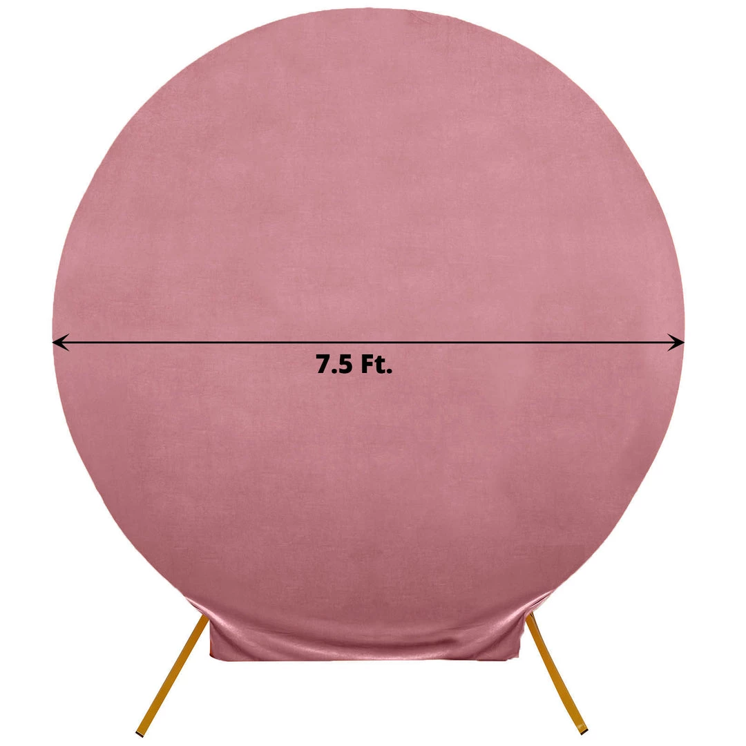 HIER_3110 Backdrop Panels 7.5ft Dusty Rose Soft Velvet Round Backdrop Stand Cover, Fitted Wedding Arch Cover - 2-Sided 3 HIER_3110 Backdrop Panels 7.5ft Dusty Rose Soft Velvet Round Backdrop Stand Cover, Fitted Wedding Arch Cover - 2-Sided