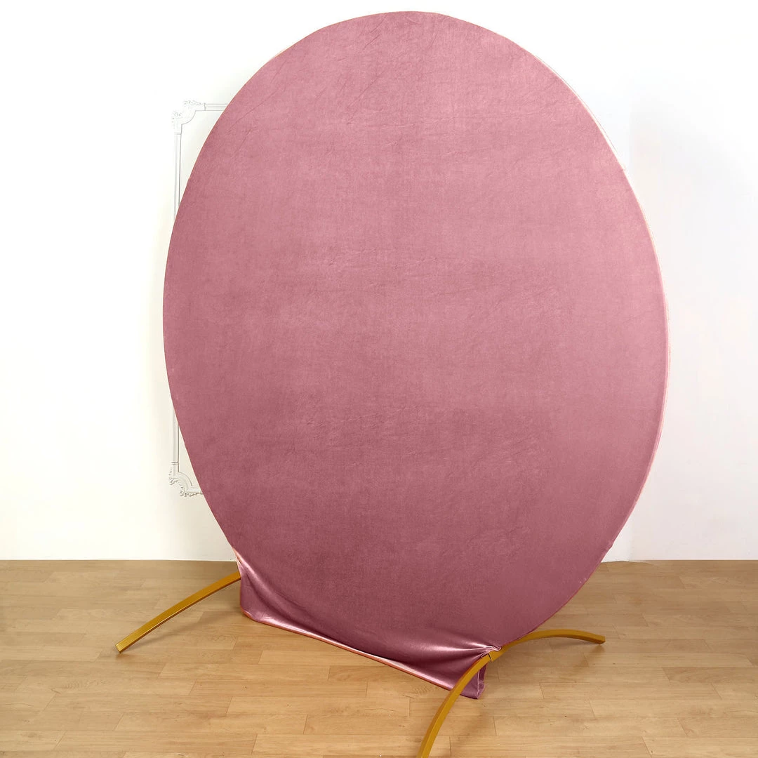 HIER_3110 Backdrop Panels 7.5ft Dusty Rose Soft Velvet Round Backdrop Stand Cover, Fitted Wedding Arch Cover - 2-Sided 2 HIER_3110 Backdrop Panels 7.5ft Dusty Rose Soft Velvet Round Backdrop Stand Cover, Fitted Wedding Arch Cover - 2-Sided