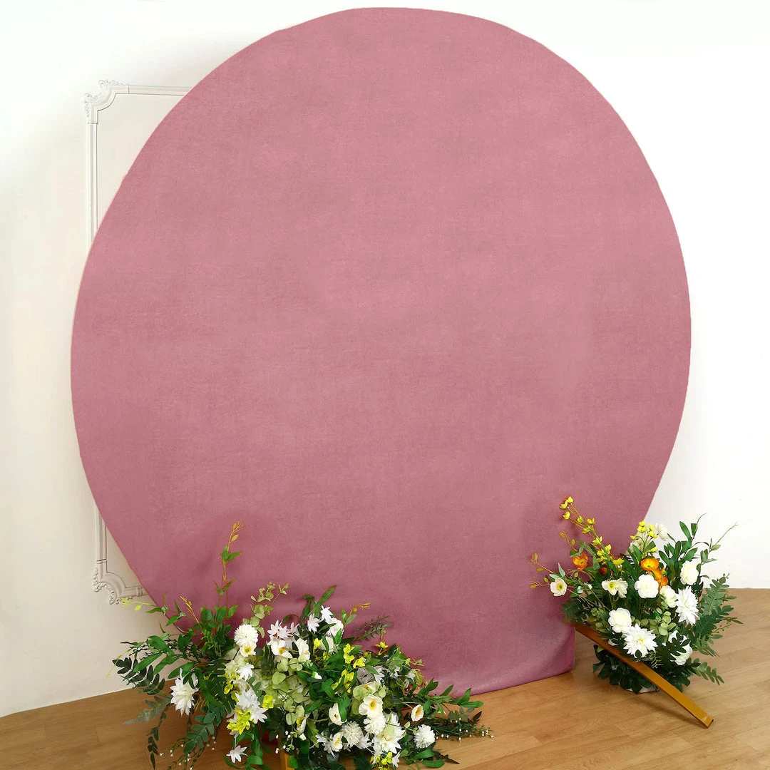 HIER_3110 Backdrop Panels 7.5ft Dusty Rose Soft Velvet Round Backdrop Stand Cover, Fitted Wedding Arch Cover - 2-Sided 7 HIER_3110 Backdrop Panels 7.5ft Dusty Rose Soft Velvet Round Backdrop Stand Cover, Fitted Wedding Arch Cover - 2-Sided