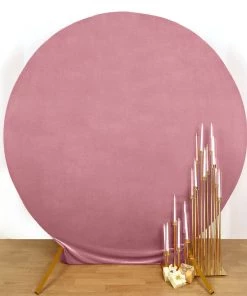 HIER_3110 Backdrop Panels 7.5ft Dusty Rose Soft Velvet Round Backdrop Stand Cover, Fitted Wedding Arch Cover - 2-Sided 16 HIER_3110 Backdrop Panels 7.5ft Dusty Rose Soft Velvet Round Backdrop Stand Cover, Fitted Wedding Arch Cover - 2-Sided