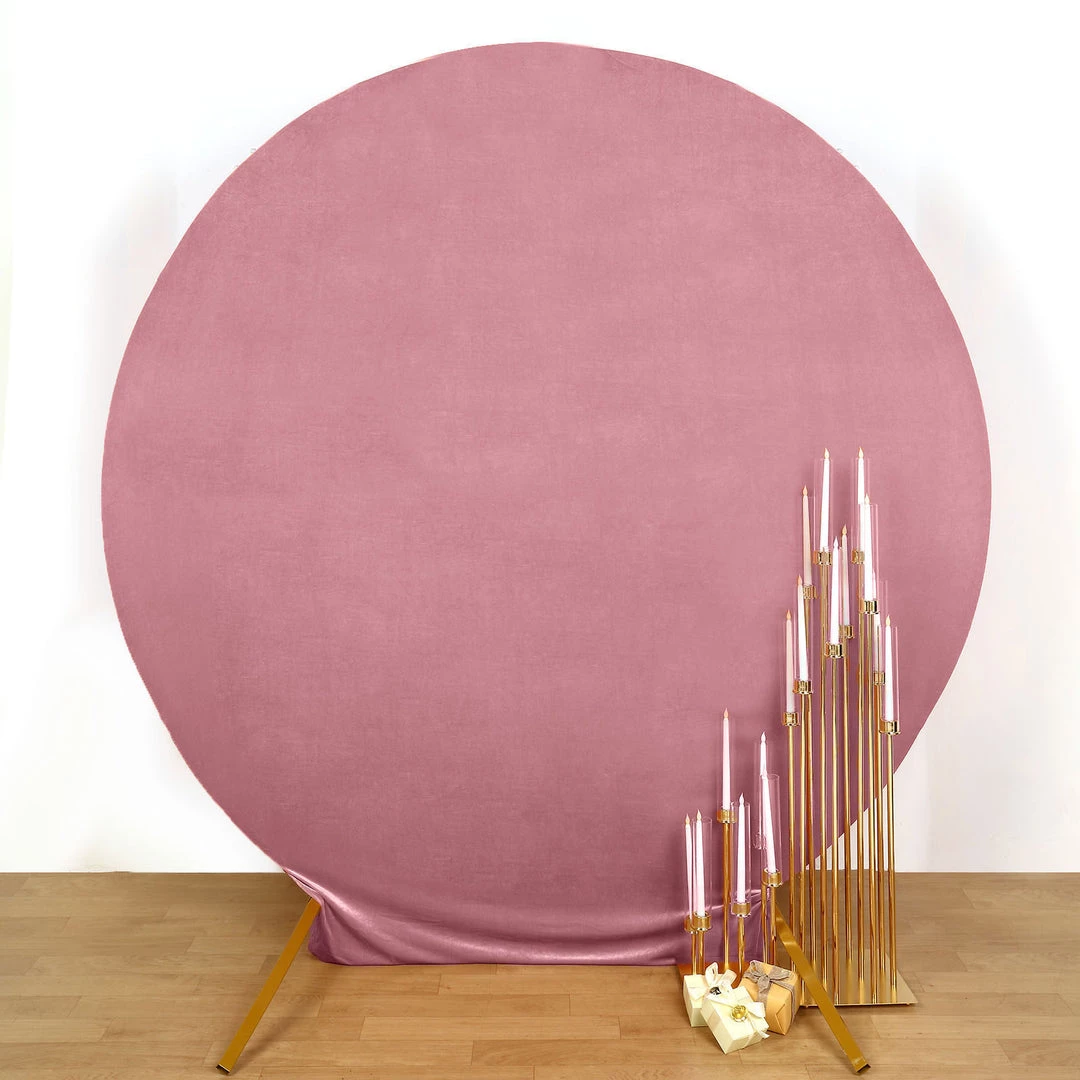 HIER_3110 Backdrop Panels 7.5ft Dusty Rose Soft Velvet Round Backdrop Stand Cover, Fitted Wedding Arch Cover - 2-Sided 5 HIER_3110 Backdrop Panels 7.5ft Dusty Rose Soft Velvet Round Backdrop Stand Cover, Fitted Wedding Arch Cover - 2-Sided
