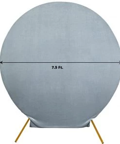 HIER_3110 7.5ft Dusty Blue Soft Velvet Round Backdrop Stand Cover, Fitted Wedding Arch Cover - 2-Sided Backdrop Panels 14 HIER_3110 7.5ft Dusty Blue Soft Velvet Round Backdrop Stand Cover, Fitted Wedding Arch Cover - 2-Sided Backdrop Panels