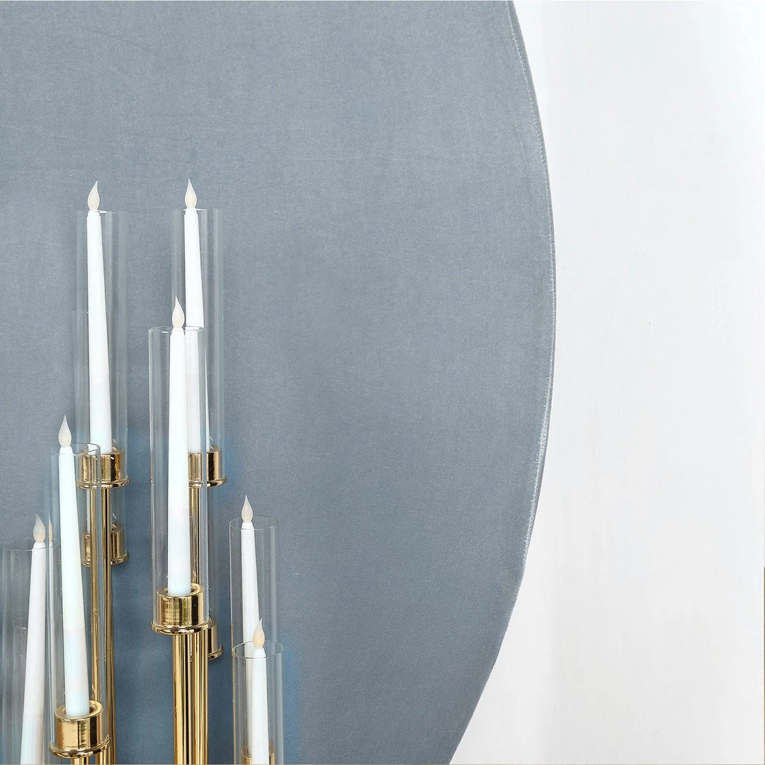 HIER_3110 7.5ft Dusty Blue Soft Velvet Round Backdrop Stand Cover, Fitted Wedding Arch Cover - 2-Sided Backdrop Panels 9 HIER_3110 7.5ft Dusty Blue Soft Velvet Round Backdrop Stand Cover, Fitted Wedding Arch Cover - 2-Sided Backdrop Panels